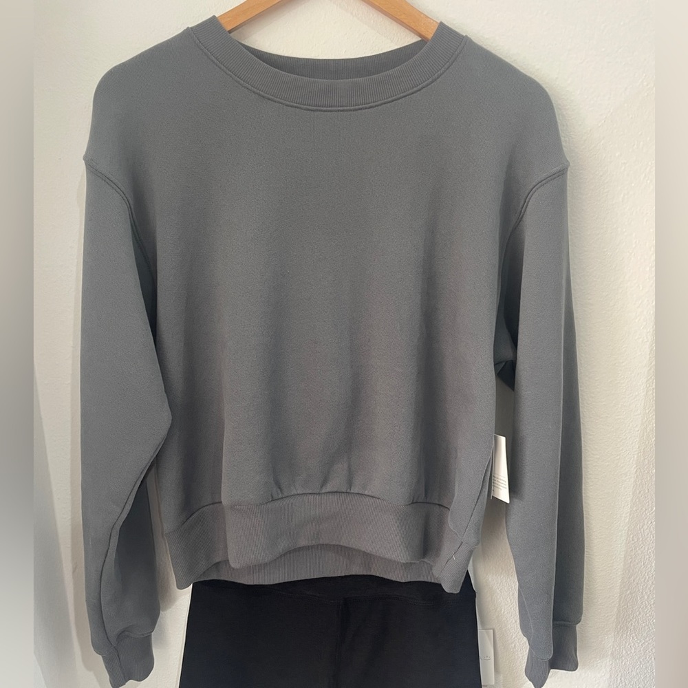 Beyond yoga work from home cropped cozy fleece sweatshirt
